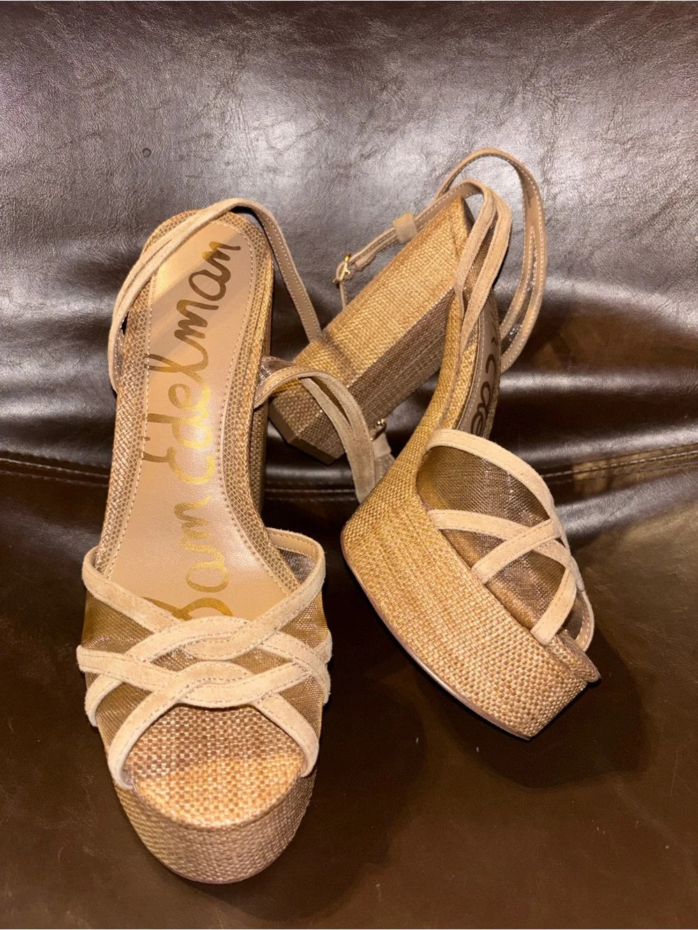 Sam Edelman Natural Woven Platform Sandals